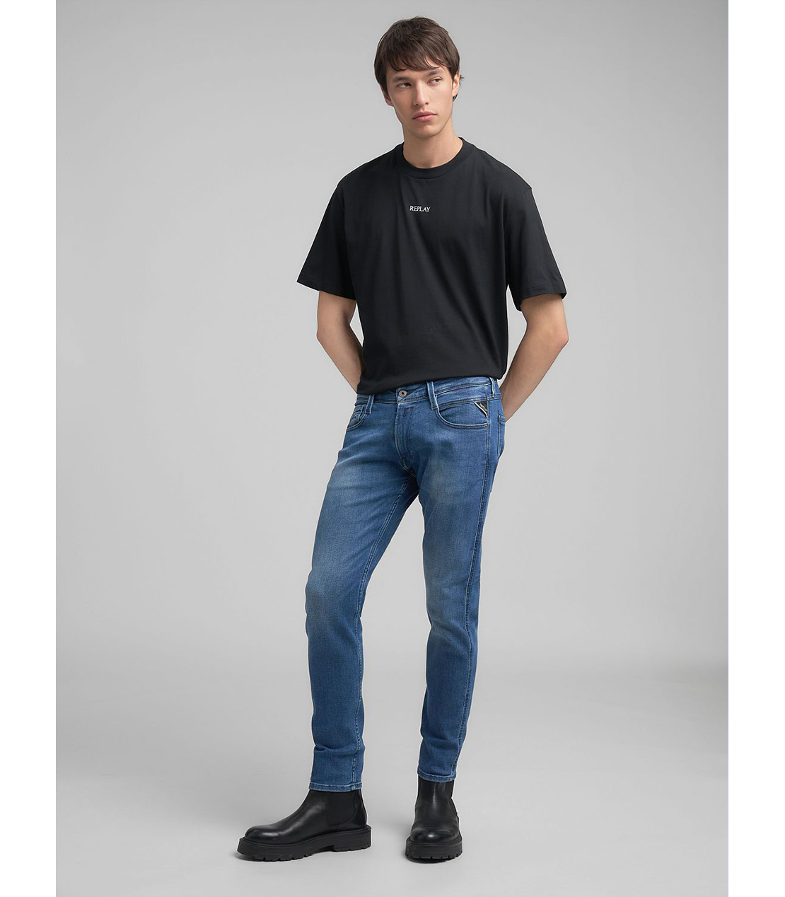 スリムフィットANBASS ブルーパワーストレッチデニム 詳細画像 ブルー 4